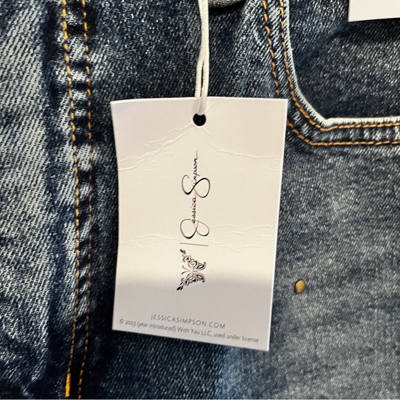 Jessica Simpson Zinnia Wide Leg Boyfriend Dark Wash Stud Jeans Size 6 - Picture 7 of 10